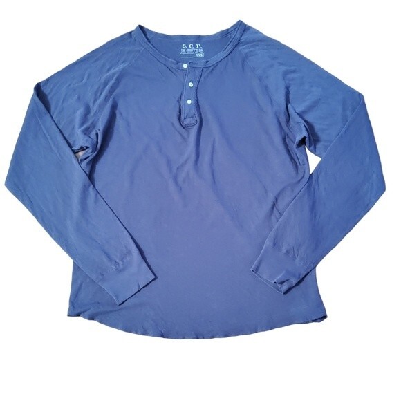 Save Khaki United Raglan Henley Long Sleeve Knit Tee Shirt XXL Purple - Picture 1 of 8